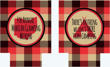 Load image into Gallery viewer, Plaid Lumberjack Party Huggers. Birthday Party Coolies! Bachelorette or Bachelor Party Favors too! Family Vacation Coolies. Plaid Can Koolie