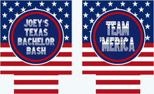 Load image into Gallery viewer, America Party Huggers. 'Merica Birthday Coolies! Bachelor Party Gifts. 'Merica Birthday Favors. Flag Party Huggers.