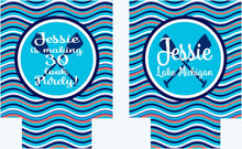 Load image into Gallery viewer, Lake Vacation Huggers. Personalized Nautical Bachelorette or Birthday Coolies. Lake House Coolies. Nautical Wedding Shower Huggers!