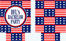 Load image into Gallery viewer, USA Party Huggers. Guy's 'Merica Birthday Coolies! USA Bachelor Party Gifts. America Men's Birthday Favors. Guys Bachelor Weekend Huggers.