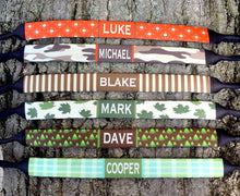 Load image into Gallery viewer, Guys Outdoors Neoprene Sunglass Strap. Personalized Guys Glasses retainer. Great Personalized Groomsman gifts! Bachelor Party Favors.