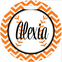 Load image into Gallery viewer, Softball Bag Tag. Monogrammed Tag Perfect on a Softball bag or luggage! Softball player gift. Great team or Coaches gift. Custom colors!