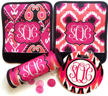 Load image into Gallery viewer, Ikat Neoprene luggage finder. Personalizedand bag identifier. Match the Huggers. Great Bachrlorette or Bridesmaids gifts!