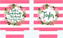 Load image into Gallery viewer, Tropical Wreath Party Huggers. Personalized Bachelorette Favors. Tropical Birthday Party Favors. Beach Bachelorette Favors. Miami, Key West!