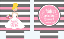 Load image into Gallery viewer, Wedding Party Stripe Coolies. Striped Bridesmaid Coolies. Monogram Bachelorette Party Favors. Personalized Wedding Party Coolies!