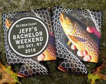 Load image into Gallery viewer, Fishing Party Drink Huggers. Fishing Party Drink Huggers! Fly Fishing Birthday Party Favors. Fishing Bachelor Party Favors!