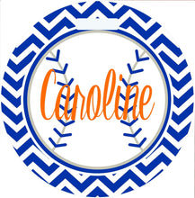 Load image into Gallery viewer, Softball Bag Tag. Monogrammed Tag Perfect on a Softball bag or luggage! Softball player gift. Great team or Coaches gift. Custom colors!