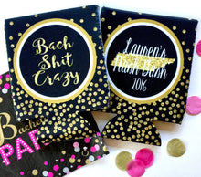 Load image into Gallery viewer, Bach Shit Crazy Gold "Glitter" Huggers. Bachelorette or Birthday Party Favors. Glitter Party Favors. Personalized party favors
