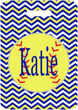 Load image into Gallery viewer, Softball Chevron Bag Tag. Personalized Softball bag tag! Monogrammed Softball gift. Great team or Coaches gift.