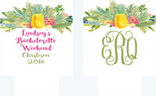 Load image into Gallery viewer, Pineapple Vacation Huggers. Tropical Bachelorette or Birthday Coolies. Monogram Pineapple Huggers. Pineapple Wedding Shower Huggers!
