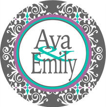 Load image into Gallery viewer, Gray Swirls Roommates Dorm Sign! Personalized to Match the colors of the dorm room. Perfect on a dorm door! Quad or Triple too!