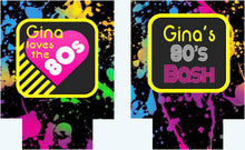 Load image into Gallery viewer, 80's Theme Party Huggers. Neon 80's Birthday or Bachelorette Huggers. Retro Birthday Coolies. 80's Prom Party favors!