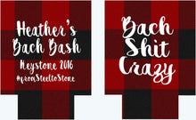 Load image into Gallery viewer, Buffalo Plaid Party Huggers. Birthday Coolies! Plaid Bachelorette Party Favors too! Flannel Vacation Plaid Huggers. Lumberjack Party!