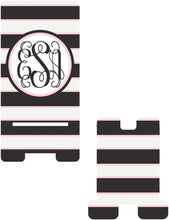 Load image into Gallery viewer, Black Stripes Cell Phone Stand. Personalized Cell Phone Stand, Fits most Cell phones, Great Custom gift! Teacher, Boss, CoWorker Gifts!