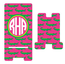Load image into Gallery viewer, Gator Monogram Cell Phone Stand. Cell Phone Stand, Fits most Cell phones, Gator gift for teacher, mom, daughter! Preppy Alligator gift!