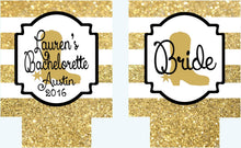 Load image into Gallery viewer, Gold and White Boot "Glitter" Huggers. Boot Birthday Huggers. Nashville Bachelorette Party Favors. Austin Birthday or Bachelorette party.