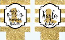 Load image into Gallery viewer, Gold and White Boot "Glitter" Huggers. Boot Birthday Huggers. Nashville Bachelorette Party Favors. Austin Birthday or Bachelorette party.