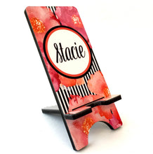 Load image into Gallery viewer, Floral Cell Phone Stand. Personalized Cell Phone Stand, Custom phone stand, iphone stand, Personalized cell phone holder, Teacher Gift!