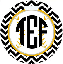 Load image into Gallery viewer, Softball Bag Tag. Monogrammed Tag Perfect on a Softball bag or luggage! Softball player gift. Great team or Coaches gift. Custom colors!