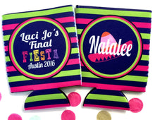 Load image into Gallery viewer, Fiesta Bachelorette Party Huggers. Fiesta Vacation Coolies. Mexican Party Favors. Fiesta Birthday Party Shower Favors! Down to Fiesta!