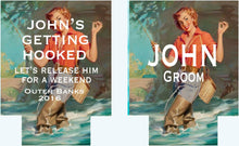 Load image into Gallery viewer, Bachelor Party Drink Huggers. Fishing Party Lure Drink Insulators! Fly Fishing Birthday Party Favors. Fishing Bachelor Party Favors!