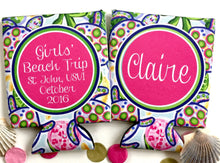 Load image into Gallery viewer, Sea Turtle Party Huggers. Bachelorette or Birthday Sea Turtle Coolies. Monogram Beach Bachelorette or Birthday Party Favors.