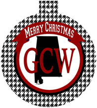 Load image into Gallery viewer, Alabama Ornament. Monogrammed Alabama Christmas Gift! Great Bama Stocking Stuffer! Roll Tide Gift! Alabama Houndstooth ornament.