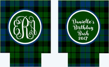 Load image into Gallery viewer, Tartan Party Huggers. Tartan Birthday Coolies! Bachelorette Party Favors too! Flannel Party favors. Plaid Bachelor Party Favors.