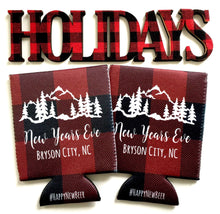 Load image into Gallery viewer, Buffalo Plaid mountain Huggers. Bachelor, Bachelorette or Birthday Party Favors. New Year's Eve Party Favors! Ski Vacation favors!