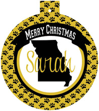 Load image into Gallery viewer, MIssouri Ornaments. Monogrammed Missouri Christmas Gift! Great Missouri stocking stuffers!
