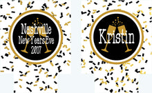 Load image into Gallery viewer, Black and Gold Confetti Huggers. Bachelorette or Birthday Party Favors. New Year's Eve Party Favors! Black and Gold Huggers.