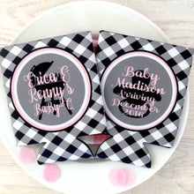 Load image into Gallery viewer, Baby Q Baby Shower Huggers. Baby Shower Koolies. Baby Shower Favors. Gender Reveal Party Favors. Personalized Baby Q Coolies!