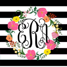 Load image into Gallery viewer, Black Stripe Wreath Hangover Bags. Black and White party favor bags. Oh Shit Kits! EMPTY Bachelorette or Wedding Hangover Tote Bag.