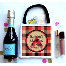 Load image into Gallery viewer, Plaid Lumberjack Party Huggers. Birthday Party Coolies! Bachelorette or Bachelor Party Favors too! Family Vacation Coolies. Plaid Can Koolie