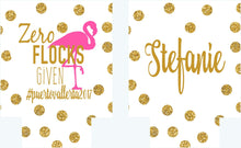 Load image into Gallery viewer, Flamingo "Glitter" Beverage Huggers. Flamingo Party Coolies. Flamingo Birthday or Bachelorette Party Favors. Flamingle Party Favors!