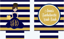 Load image into Gallery viewer, Wedding Party Stripe Coolies. Striped Bridesmaid Coolies. Monogram Bachelorette Party Favors. Personalized Wedding Party Coolies!