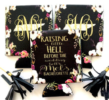 Load image into Gallery viewer, Black Floral Party Huggers. Floral Bachelorette or Birthday Favors. Personalized Watercolor Flower Huggers. Floral Wedding Shower Huggers!