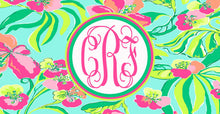 Load image into Gallery viewer, Tropical Floral Monogrammed Car Tag. Tropical Monogrammed License Plate. Personalized Tropical Flowers Car Tag.