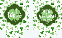 Load image into Gallery viewer, Shamrock Watercolor Huggers. St Patrick's Day Party Favors. St Patricks Bachelorette huggers. Irish Party Favors. Personalized Can Coolers!