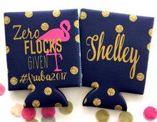 Load image into Gallery viewer, Flamingo "Glitter" Beverage Huggers. Flamingo Party Coolies. Flamingo Birthday or Bachelorette Party Favors. Flamingle Party Favors!