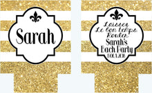 Load image into Gallery viewer, New Orleans Gold "Glitter" Party Huggers. NOLA Bachelorette or Birthday Party Coolies. New Orleans Party Favors. Personalized NOLA Coolies!