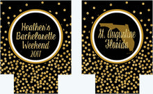 Load image into Gallery viewer, Polka Dot "Glitter" Dot Huggers. Glitter Atlanta Black and Gold Party Huggers. Glitter Savannah Bachelorette or Birthday Party Favors.