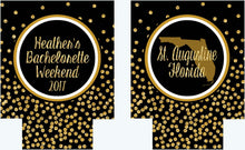 Load image into Gallery viewer, Polka Dot "Glitter" Dot Huggers. Glitter Black and Gold Party Huggers. Glitter Bachelorette or Birthday Party Favors.