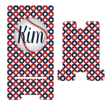 Load image into Gallery viewer, Baseball Cell Phone Stand. Custom Baseball Gift, Fits most Cell phones. Baseball Phone dock for Desks, Night Stands