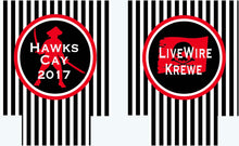 Load image into Gallery viewer, Pirate Party Stripe Coolies. Party like a Pirate Coolies. Bachelor or Bachelorette Party Favors. Personalized Bachelorette Coolies!