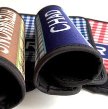 Load image into Gallery viewer, Guys Plaid Neoprene luggage finder. Personalized suitcase identifier. Groomsman Gifts! Great Gift for a Husband, Boyfriend, Brother or Son!