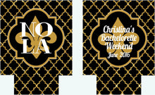 Load image into Gallery viewer, New Orleans Black and Gold Huggers. NOLA Bachelorette or Birthday Party Huggers.New Orleans Birthday Party Favors. Personalized Huggers!