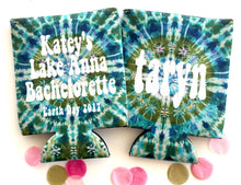 Load image into Gallery viewer, Tie Dye Party Huggers. Hippie 70's tie dye Birthday Party Huggers. Retro Birthday Coolies. 70's theme Party Favors