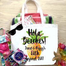 Load image into Gallery viewer, Pineapple Large Tote bag. Bachelorette or Birthday Tote Bag. Pineapple Party Beach Tote. Girls Weekend Beach Bag! Great Vacation Favors!