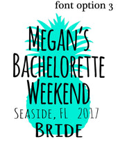 Load image into Gallery viewer, Pineapple Large Tote bag. Bachelorette or Birthday Tote Bag. Pineapple Party Beach Tote. Girls Weekend Beach Bag! Great Vacation Favors!